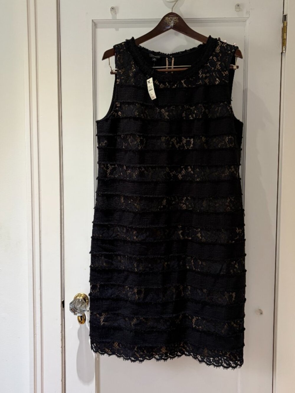 Talbots Black Lace Overlay Sheath Dress Size 16 - Picture 7 of 13